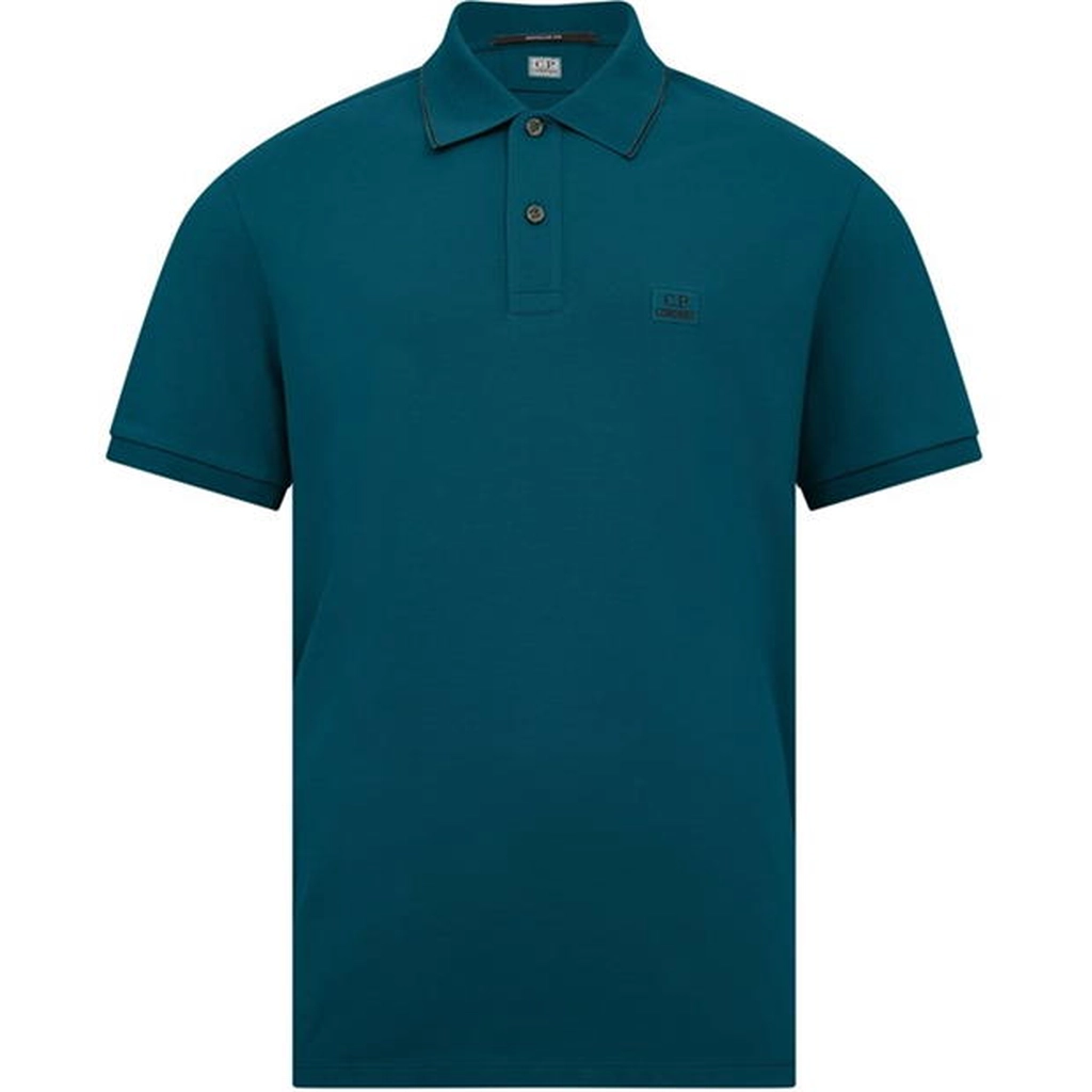 CP Company Short Sleeve Tipped Polo Shirt - Blue